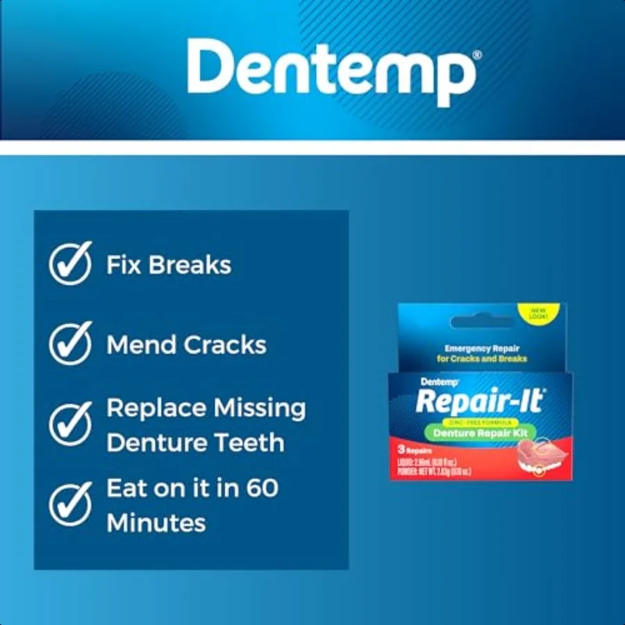 Dentemp-Reparaturset RepairIt Advanced Formula Prothesenreparaturset Prothesenreparaturset repariert defekte Prothesenreparatur zu mir