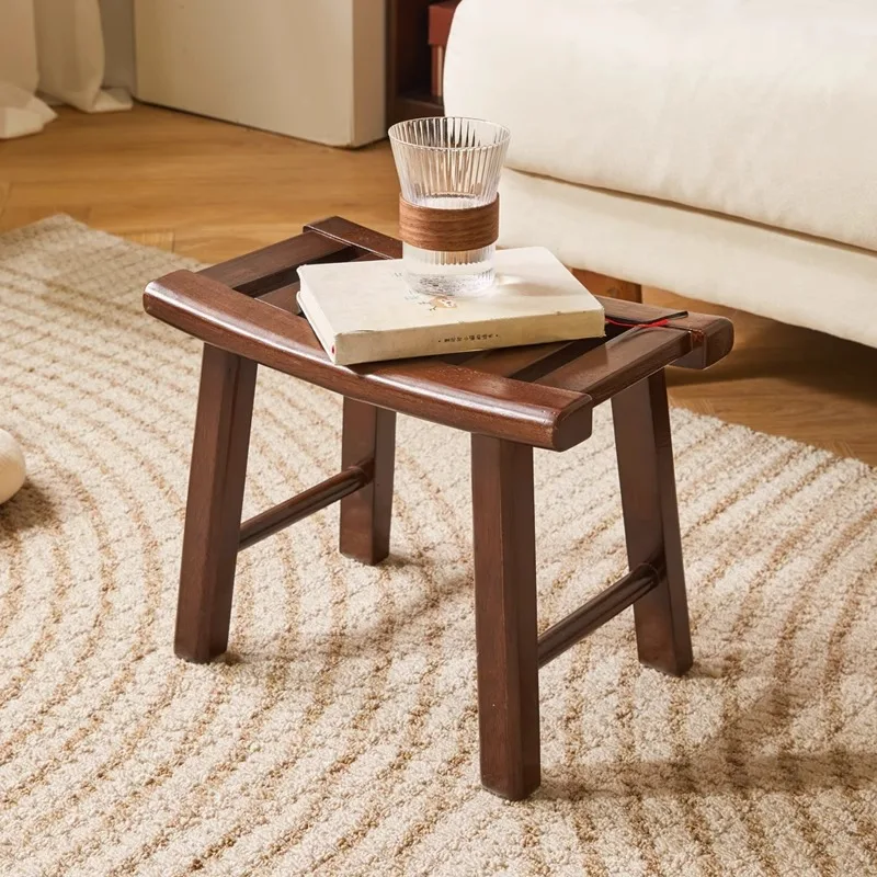 

Saddle stool Solid wood Low stool Home living room Change shoes Soak feet Children's retro curved