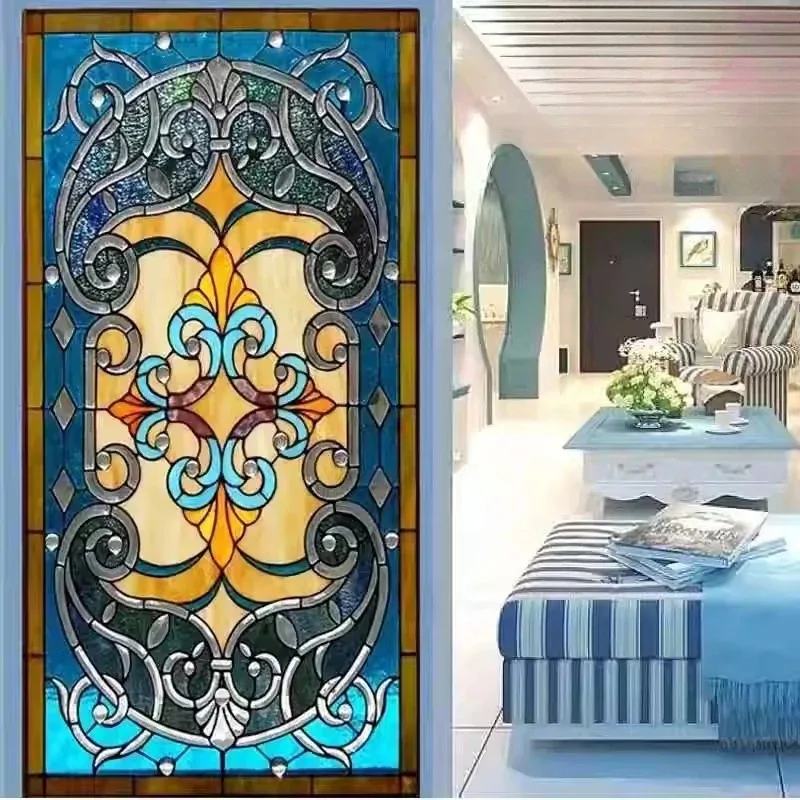 Dome ceiling art painting, colored inlaid glass