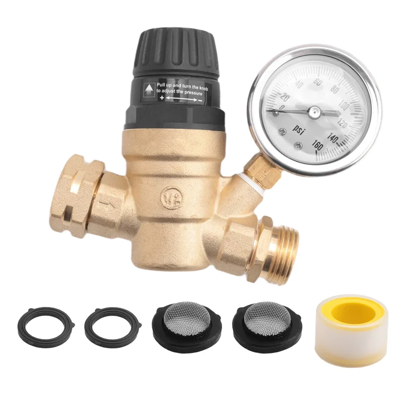 

RV Water Pressure Regulator Adjustable Handle Water Pressure Reducer Water Pressure Regulator Valve For RV Campers Garden