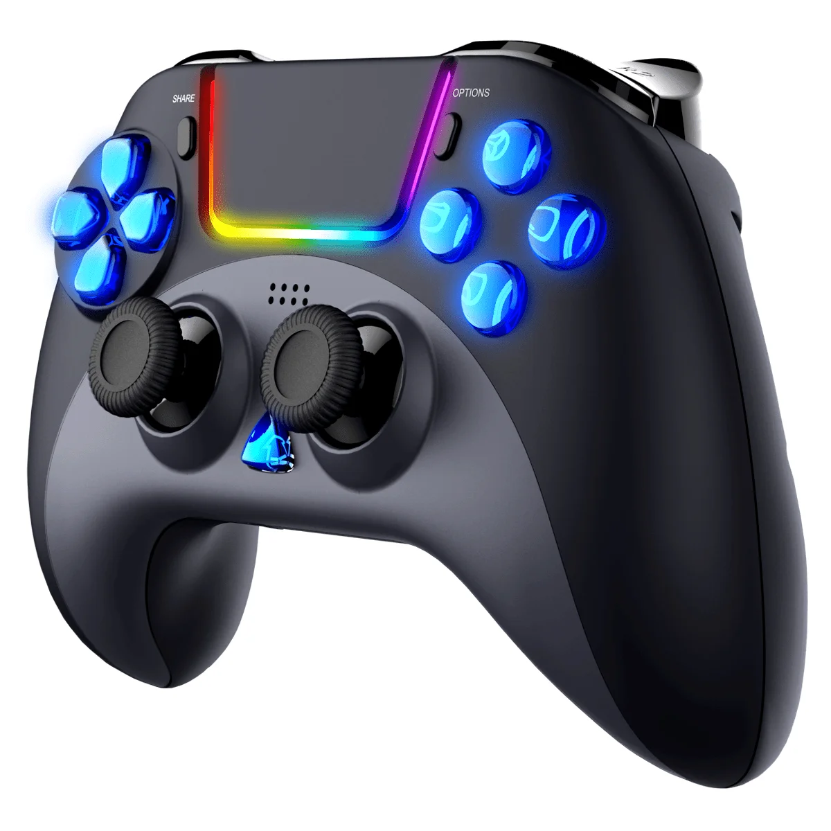 

PS4 Controller, Wireless Controller For PS4 RGB Light Programming Function, Wireless Gamepad With Colorful LED Light