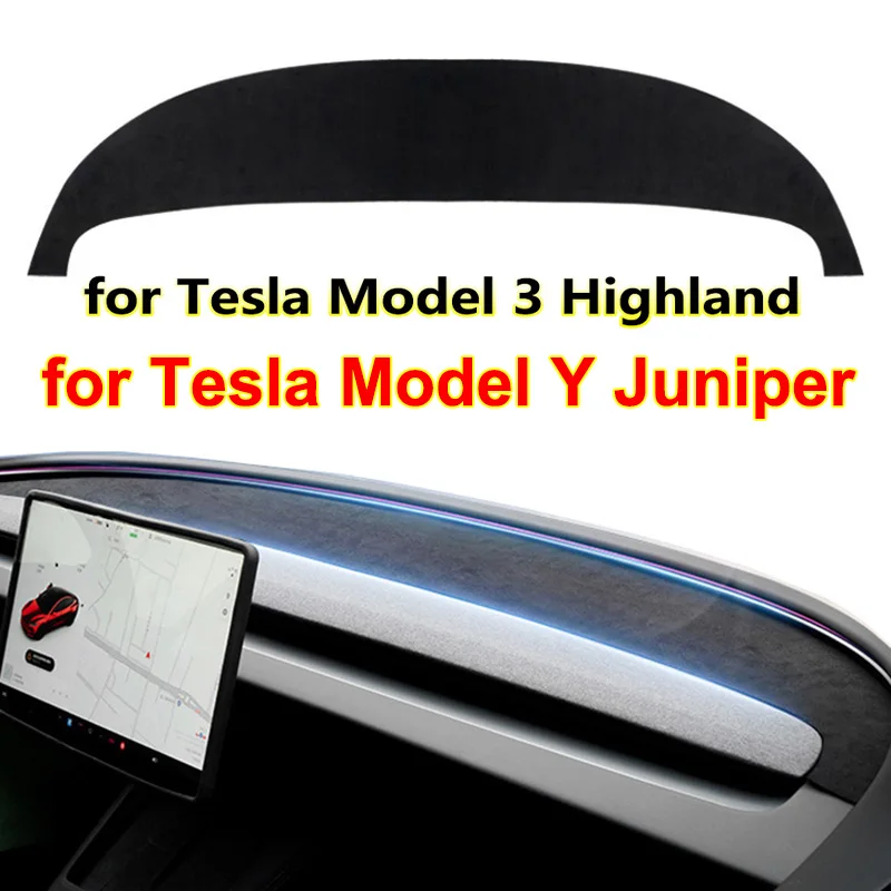 Housse de protection pour tableau de bord Tesla Model Y Juniper 2025, pare-soleil en daim, tapis de tableau de bord Anti-UV, antidérapant, modèle 3 2024, accessoires