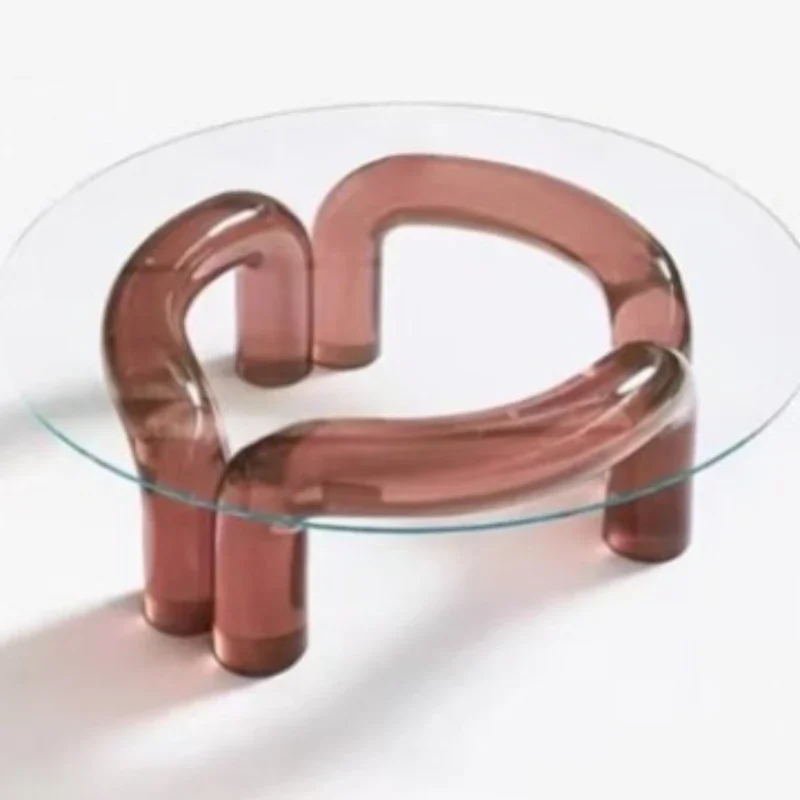 Small special-shaped acrylic colorful coffee table colorful transparent round table modern simple living room