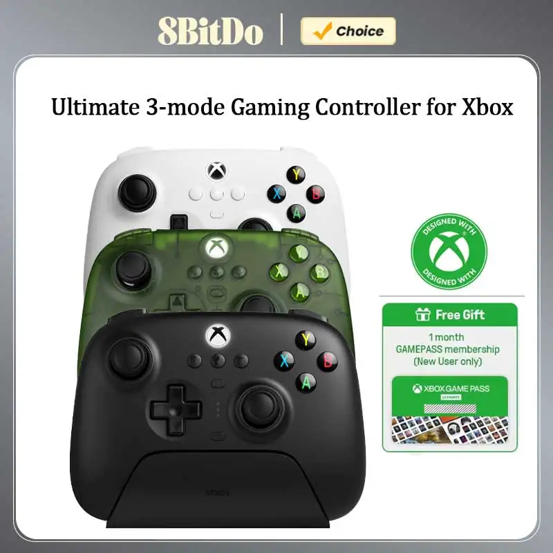 8BitDo Ultimate 3-mode Gaming Controller for Xbox,Bluetooth Gamepad with Hall Effect Joysticks, for PC Windows, and Android