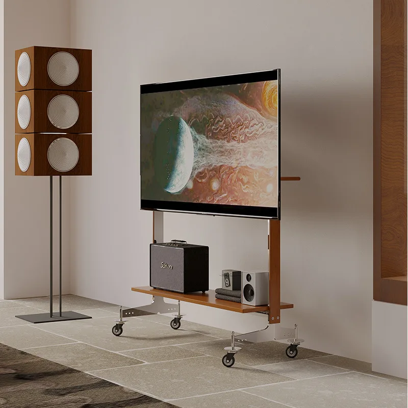 

Medieval TV cabinet small apartment room bedroom retro wabi sandy wind floor removable monitor TV rack