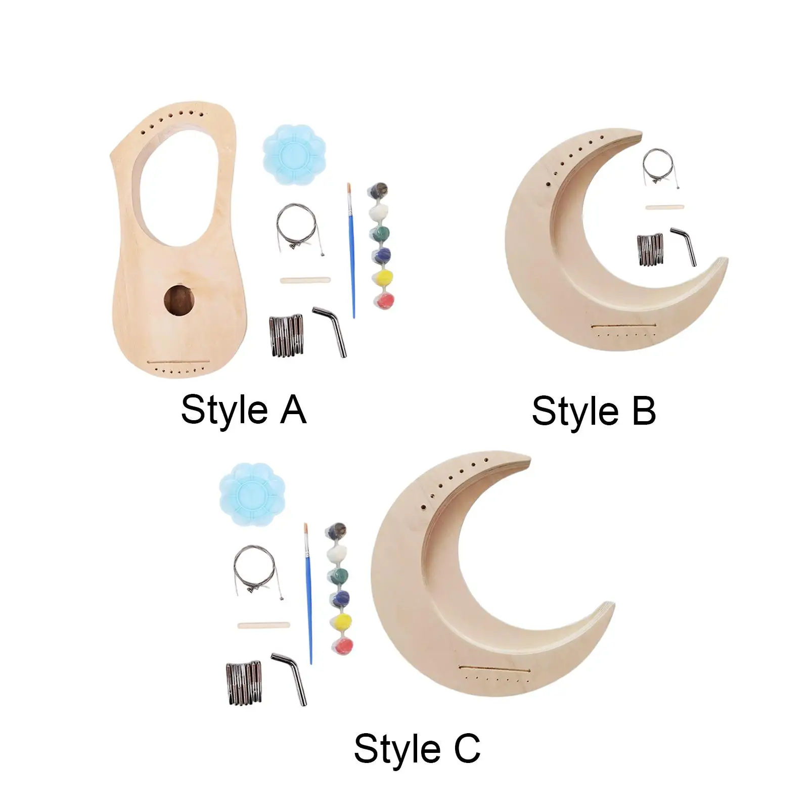 Harp 7 String DIY Set Lyres Wood String Instrument for Stage Concentration