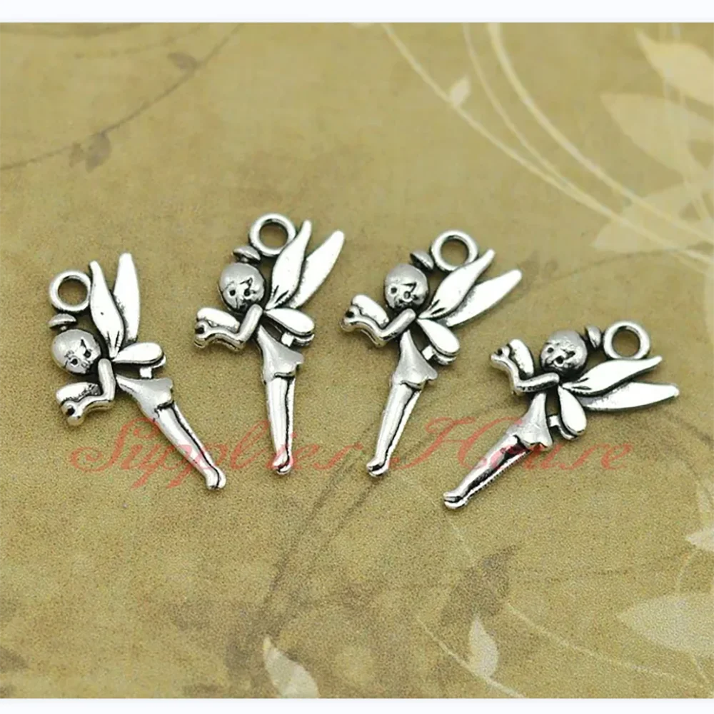 20pcs/lots Vintage Guardian Angel Fairy Charms Cupid Heart Pendants For Diy Jewelry Making Findings Supplies Accessories