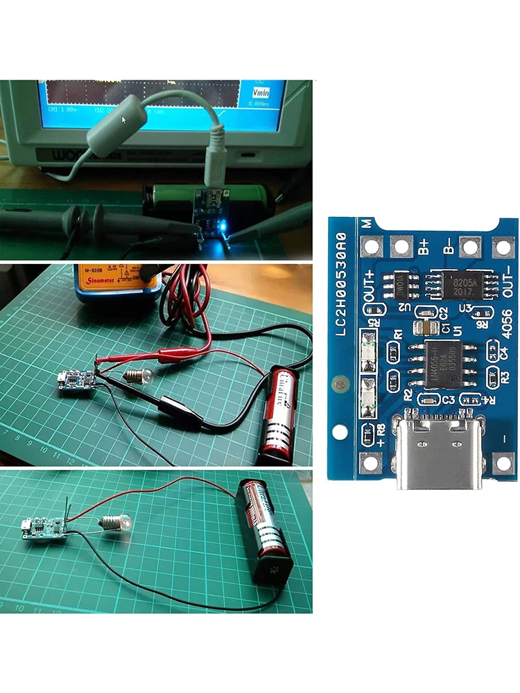 10/100 pièces TP4056 + Protection double fonctions 5V 1A type c 18650 Module de chargeur de carte de charge de batterie au Lithium