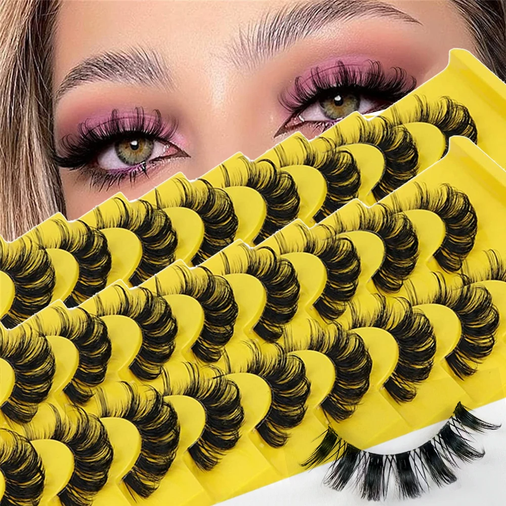 20 Paare/2er-Pack Wimpern DD Curl 10-16mm Russische Wimpern 3D-Nerzwimpern Wiederverwendbare flauschige russische Streifenwimpern Wimpernverlängerungen