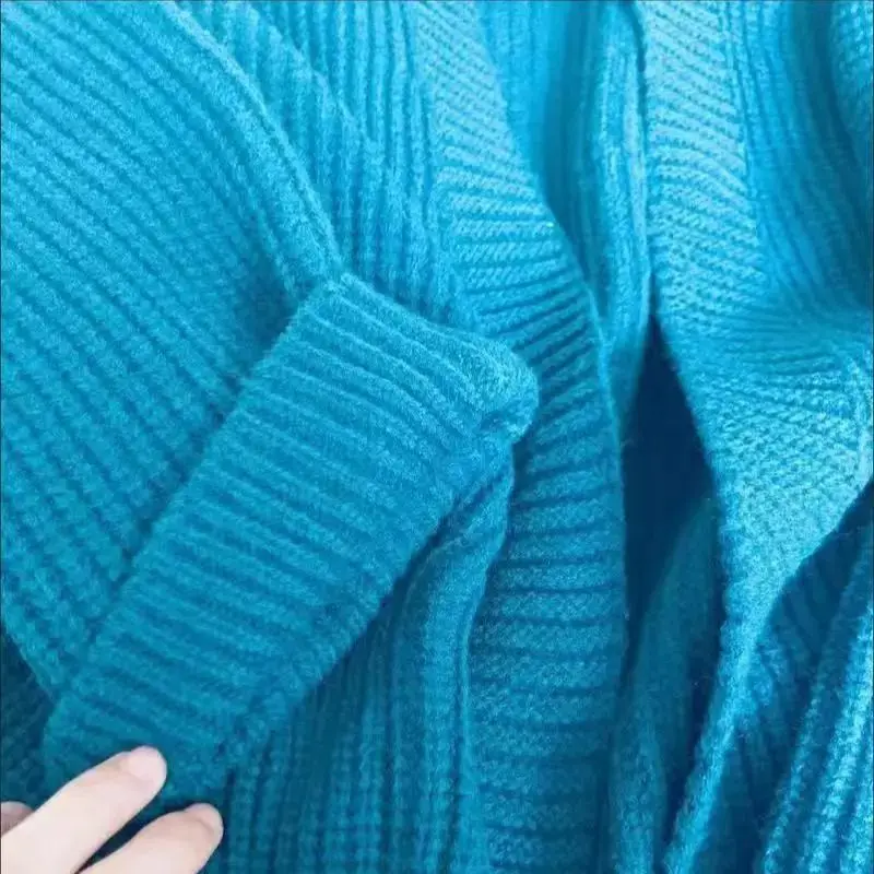 Side Split Big Pocket Sweater Women Long Sleeve Knit Cardigan Korean Fashion Elegant Tops Fall Winter Coat Solid Basic Outerwear