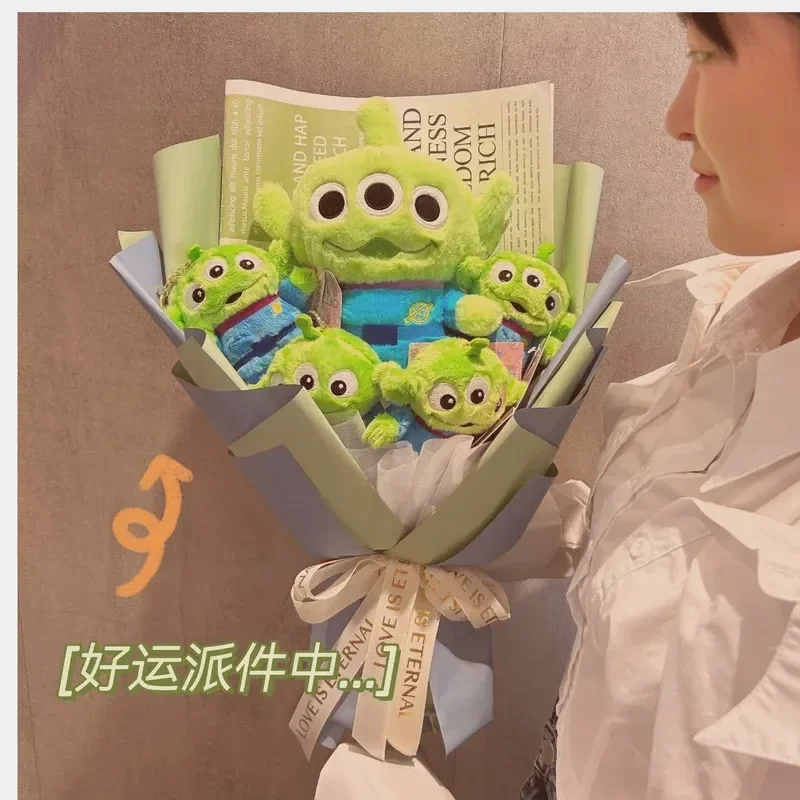 Genuine Disney Bouquets Toy Story Alien Plush Flower Bouquets Creative Cartoon Plushies Stuffed Dolls Valentine Graduation Gift