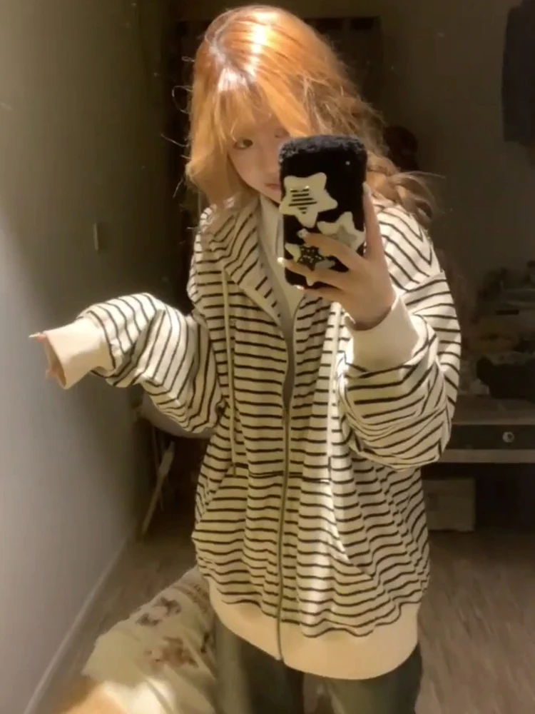 

Милые толстовки с капюшоном Y2K для женщин, женские украшения, детские антихолодные массивные полоски, флокированные молодежные толстовки для колледжа, унисекс, цветные блоки