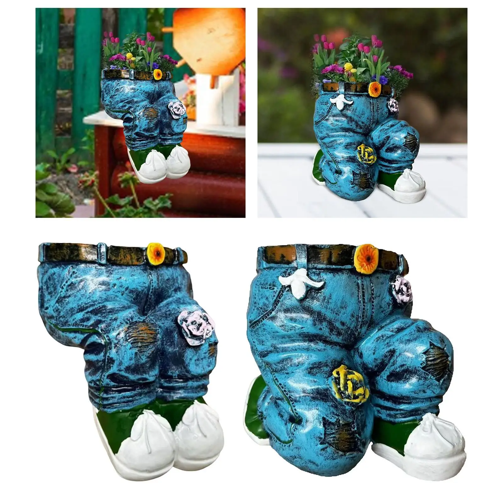 Resin Jeans Flower Pot, Creative Outdoor Planter, Creative Garden Figurines,
