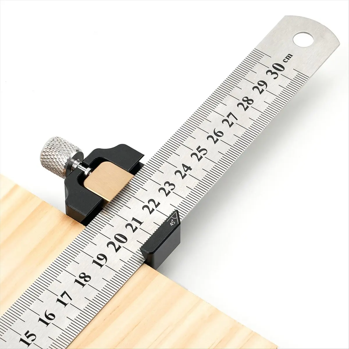 SALE AA63 Steel Ruler Positioning Block Gauge 45degree Angle Line Marking Gauge Scriber Locator DIY Carpentry Scriber Tools