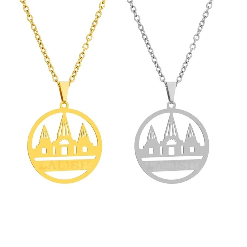  Dainty Clavicle Chain with Yazdi Lalish Temple Pendant Ethic Neck Jewelry Piece