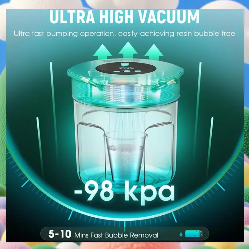 3L Resin Bubble Remover Airless Technology,99 % Bubble Removal Within 9 Mins, 98Kpa High Vacuum For Epoxy, UV(EU Plug)-AS97