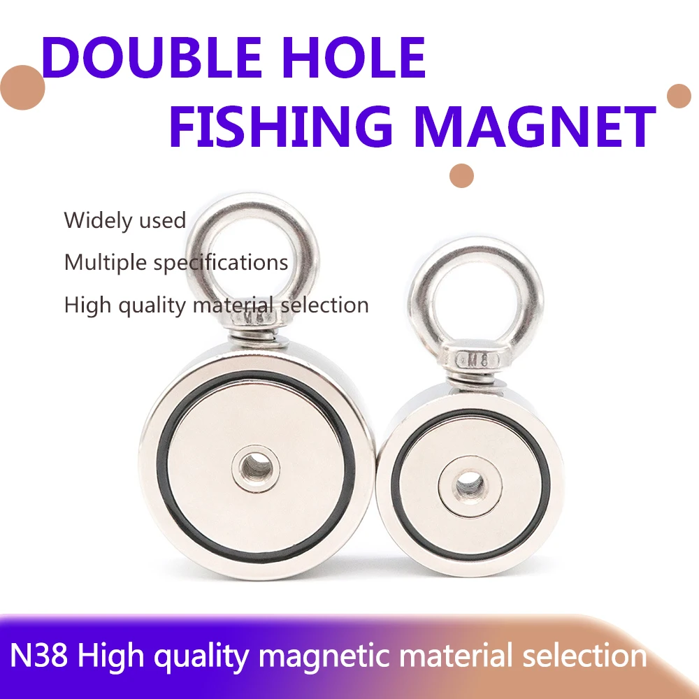 D67-2 Double Holes Round Strong Magnet Pot Fishing Magnet D67-2 Salvage Fishing Hook Magnets Permanent Powerful Magnetic Magnet