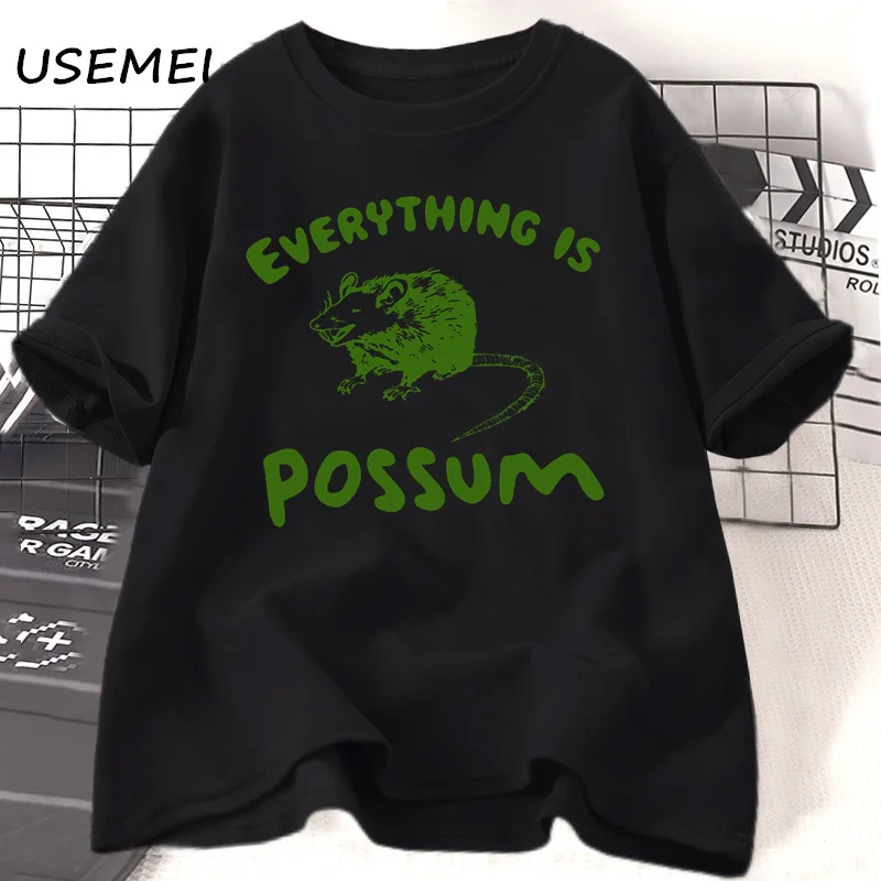 Everything Is Possum T Shirts Funny Possum Animal Tshirt Cotton Short Sleeve Awesome Oppossum Sketch Tee Shirt Woman Clothing