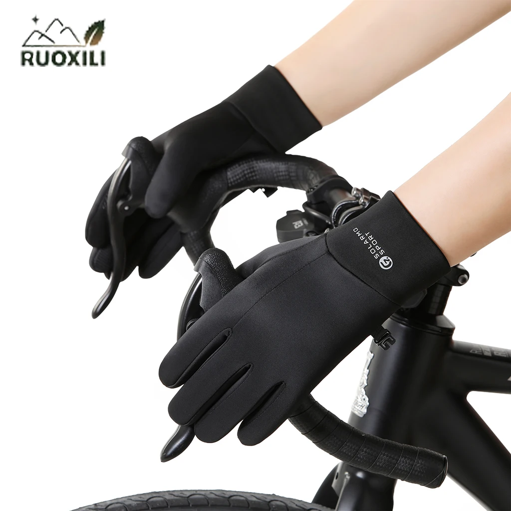 Winter Wear‑resistant Full Finger Gloves Fleece Thermal Touchscreen Anti‑slip Sports Gloves for Cycling Hiking Riding Driving