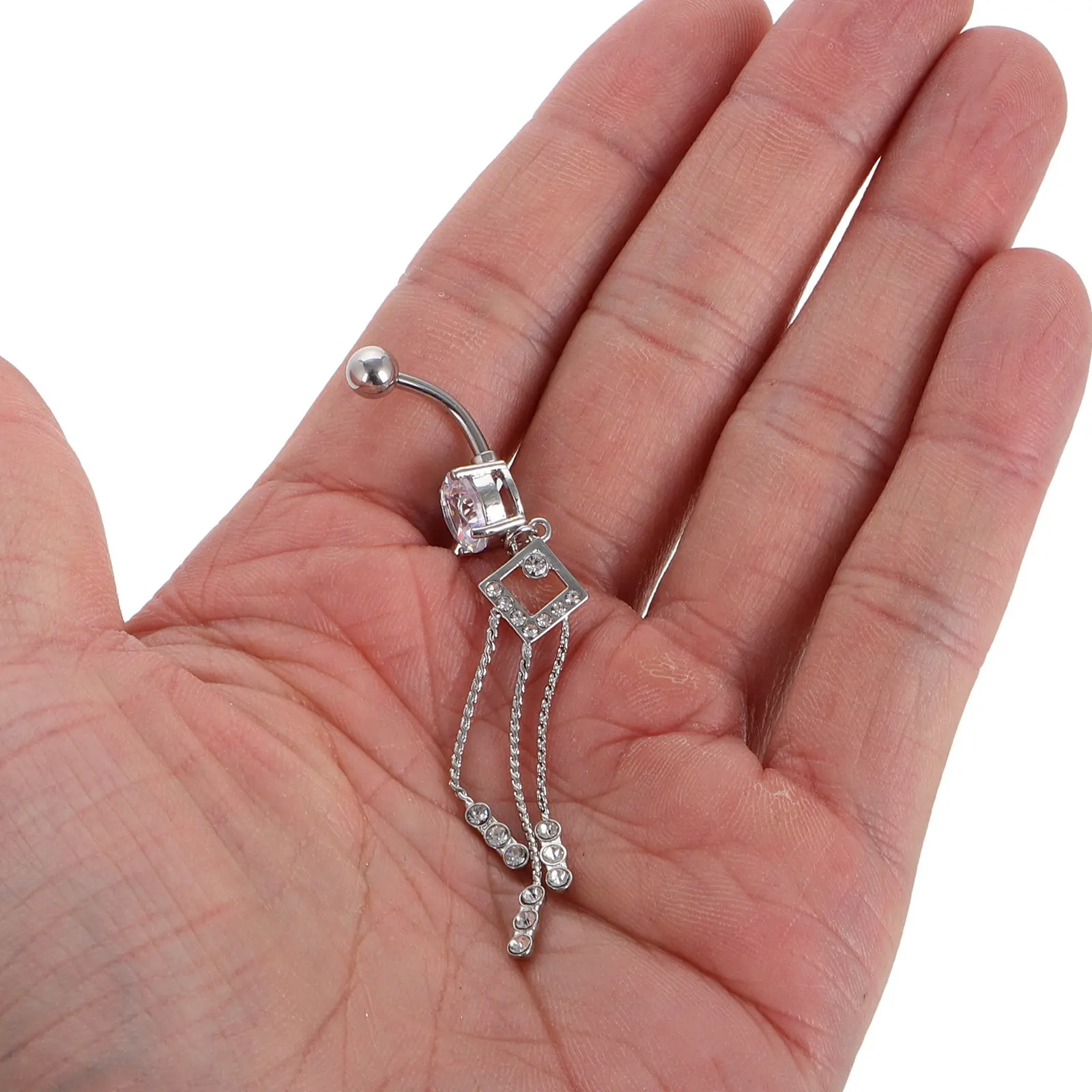 3Pcs Butterfly Flower Belly Ring Long Chain Dangle Belly Button Jewelry Stainless Steel Comfortable Secure Fit for Women Daily