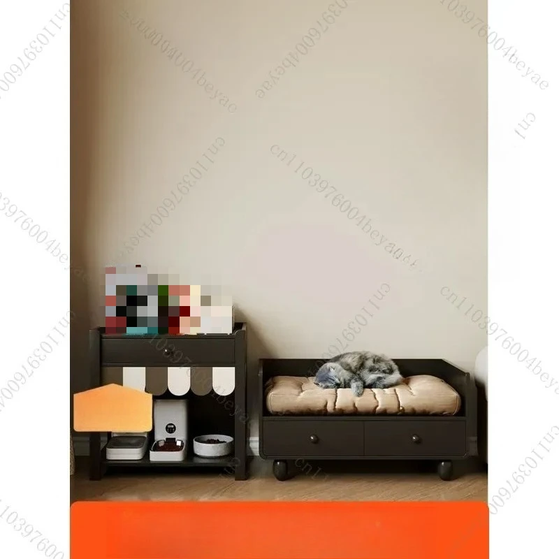 Modern simple pet bed cabinet combination canned cat food pet toys small apartment balcony living room locker