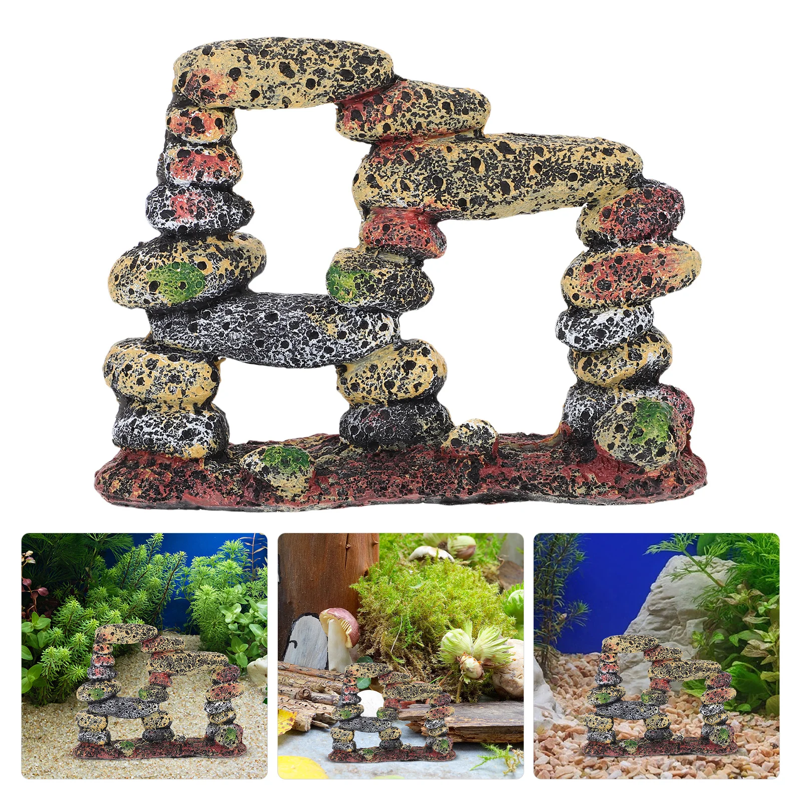

Aquarium Stone Decor Realistic Resin Fake Rock Habitat for Fish Shrimp Hiding Place Landscape Ornament