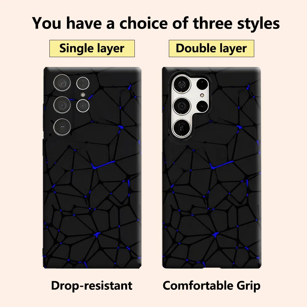 Blue Crack Luxury Fashion Full Lens Protective Case for Samsung Galaxy S26 S25 S24 A56 A36 Plus Ultra