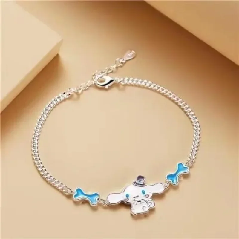 

Cinnamoroll Anime Kawaii MINISO Ins Sweet Bracelet Cute Cartoon My Melody 925 Silver Fashion Accessory Gifts for Girls