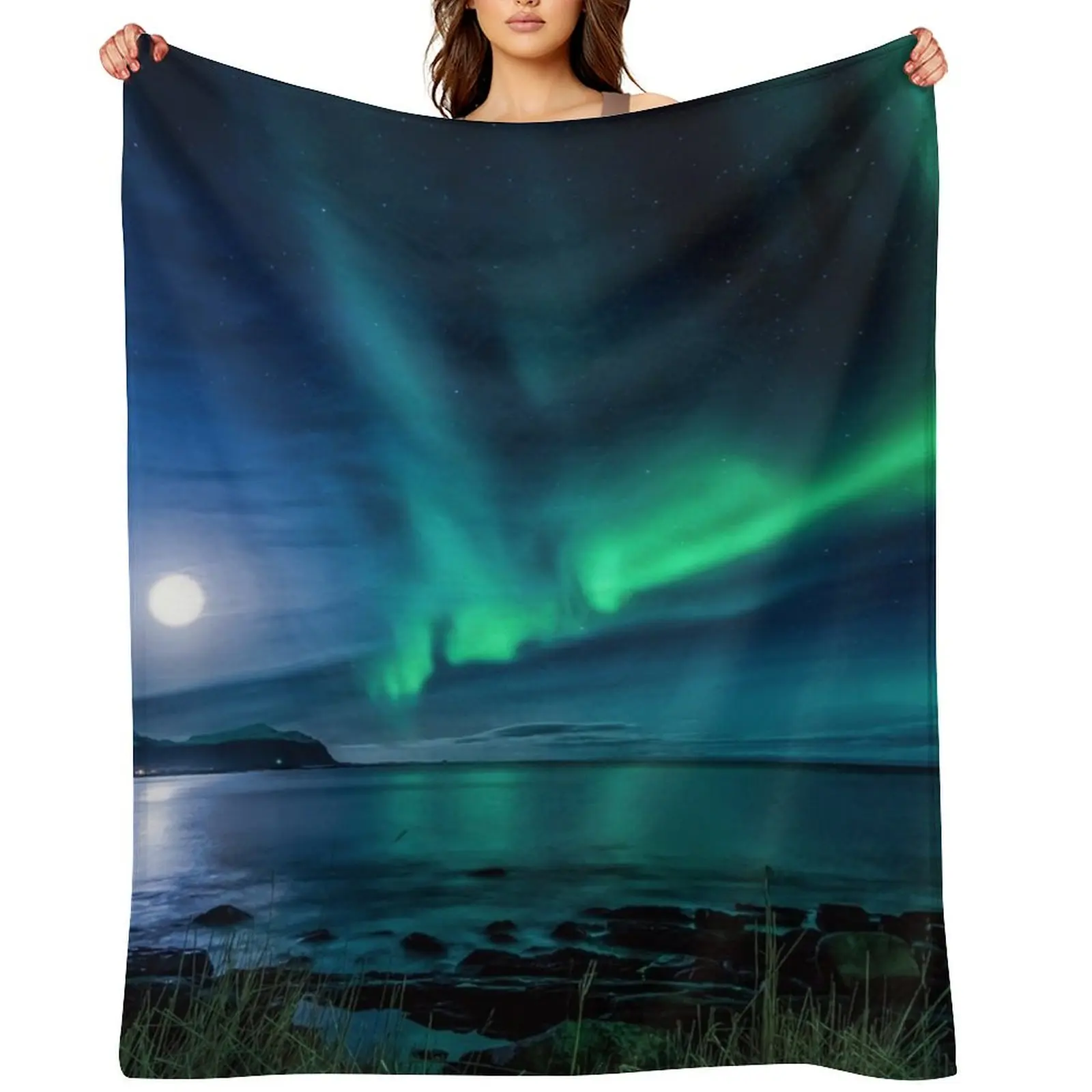 

Aurora Borealis Throw Blanket for sofa manga Plush Decorative Sofa Blankets
