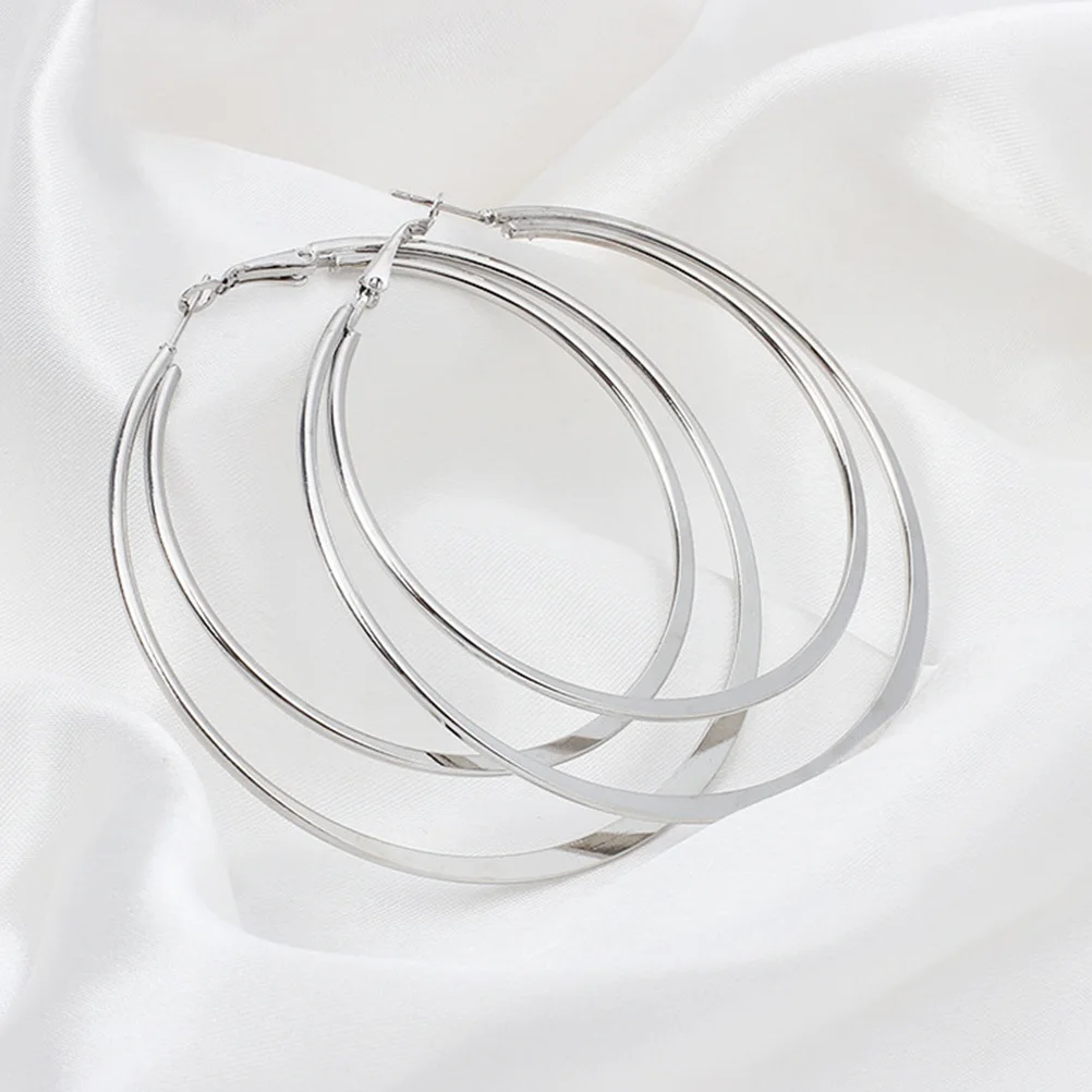 

Geometric Circles Double Layer Ear Ring Exaggerated Fashion Earring For Women Decor Statement Lightweight Unique Design