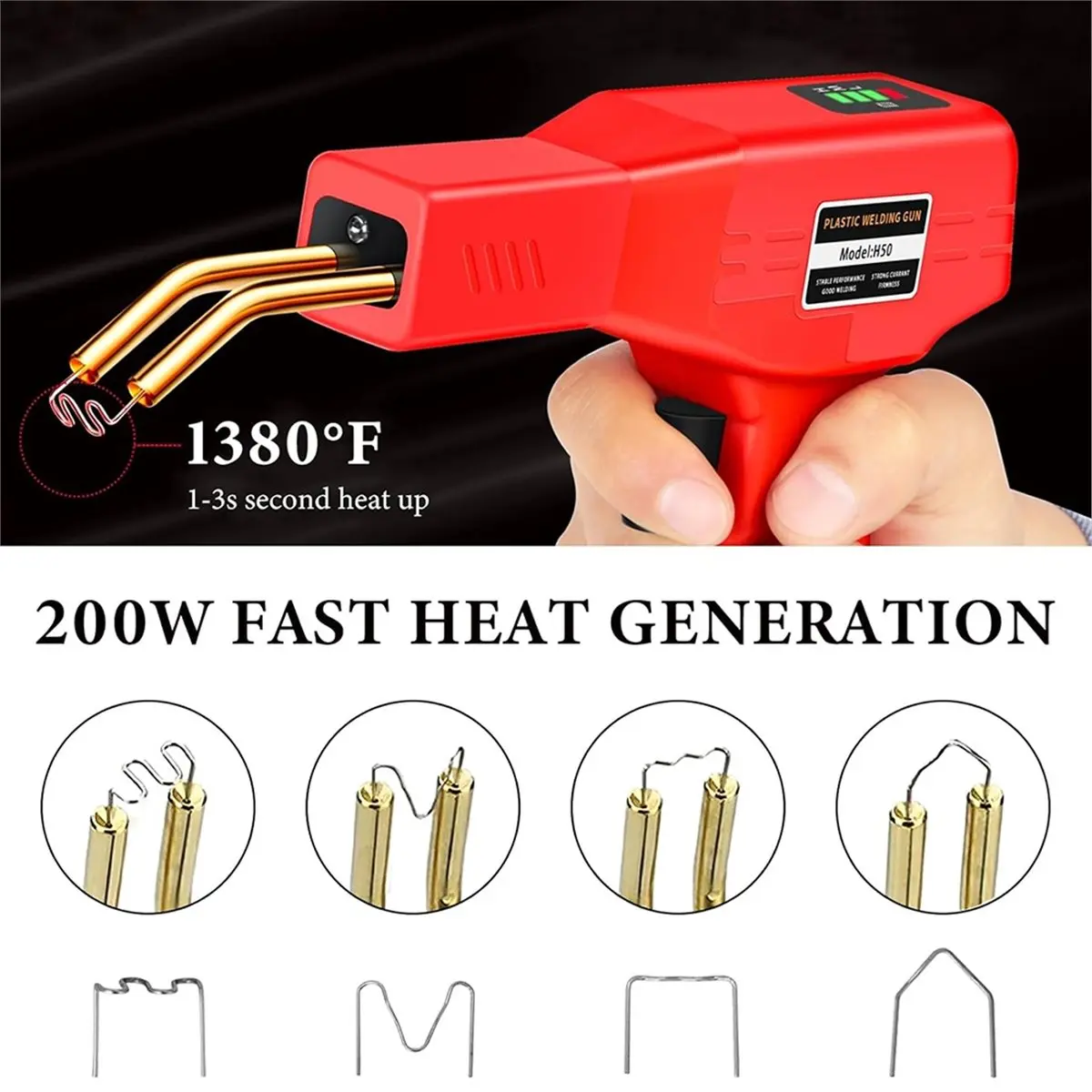 DT38 Car Bumper Repair Plastic Welder Kit with 200PCS Staples & Ergonomic Handle for Various Plastic Parts EU Plug
