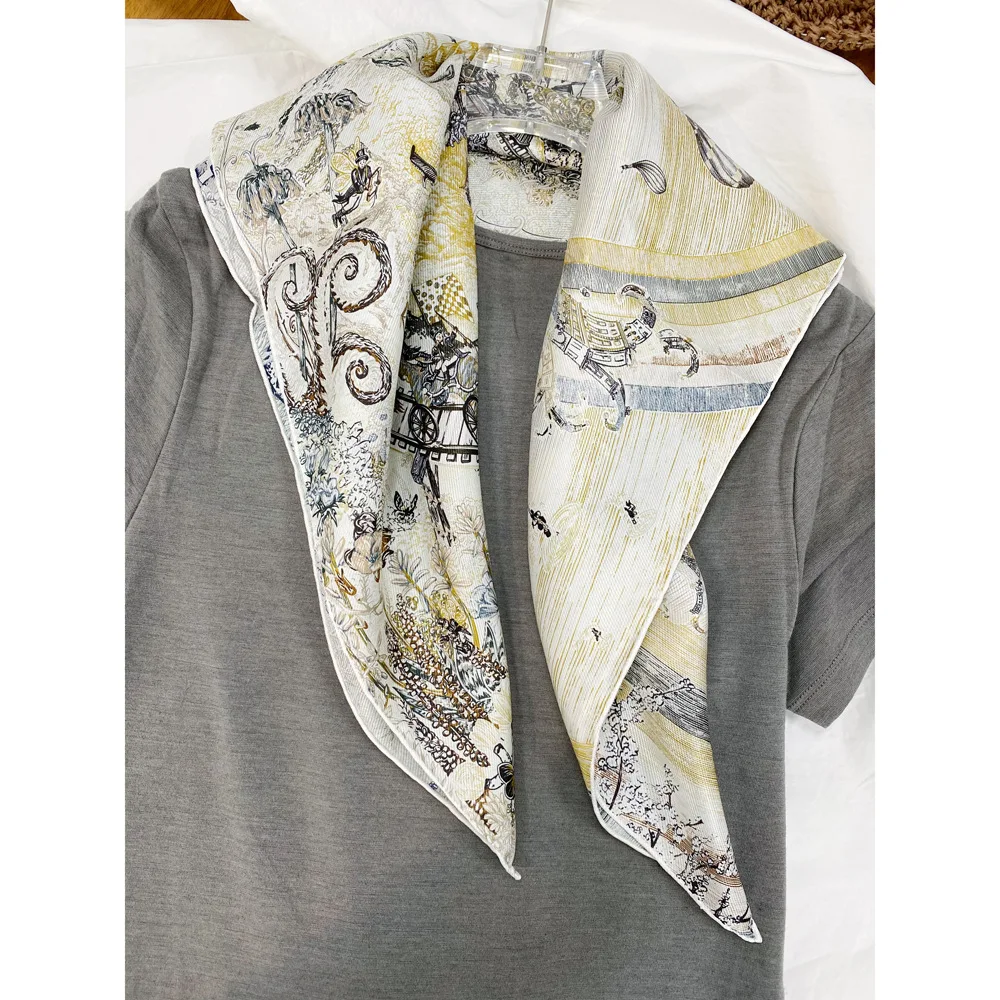 مزدوج الوجه وشاح حريري 65 سنتيمتر المصممين الفاخرة النساء شالات الأوشحة منديل الأم عاشق هدية 65 سنتيمتر الرقبة عصابات