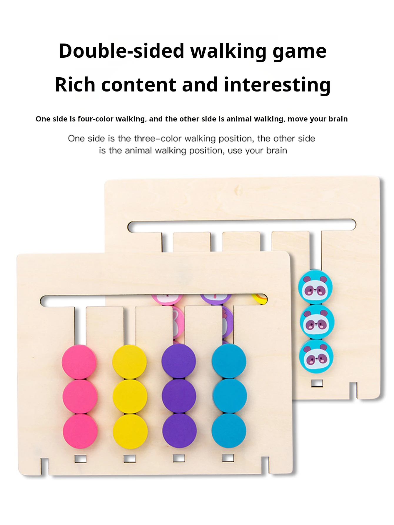1 세트 양면 카드 4 색 논리 워킹 매칭 게임 어린이 퍼즐 조기 교육 동물 인식 나무 장난감