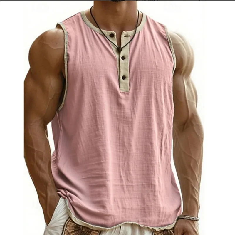 Men Y‑back Muscle Fitness Tank Top, Loose Breathable Sleeveless T‑shirt, Trendy Upper Garment for Jogging, Gym Training