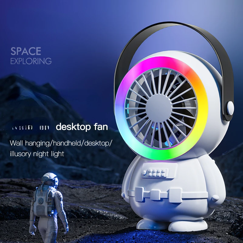 

Portable Fan Colorful Slide Space Aerospace Three-speed Home Outdoor Charging USB Cool