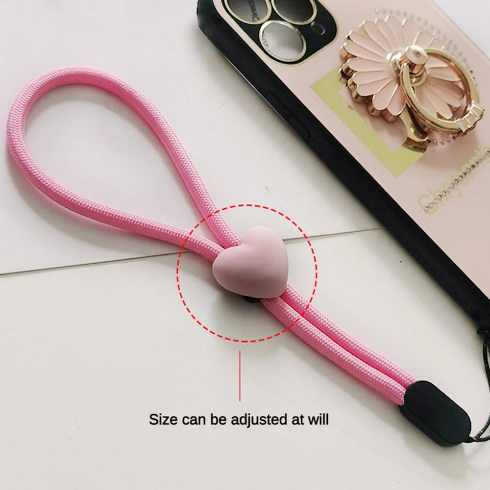 Creative Mobile Phone Lanyard Short Wrist Type Peach Heart Resin Mobile Accessories Phone Lanyard Ring Strip For