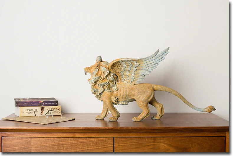 Limited Edition # Original art # large- TOP office home business art Collection # Flying lion King bronze Sculpture decor mascot