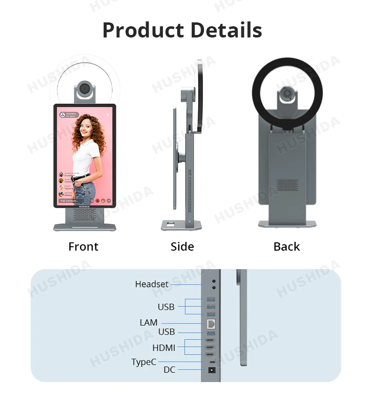 شاشات Tiktok المباشرة مقاس 15.6 بوصة، شاشة LCD للبث المباشر الداخلي، جهاز تفاعل معدات الشاشة #4