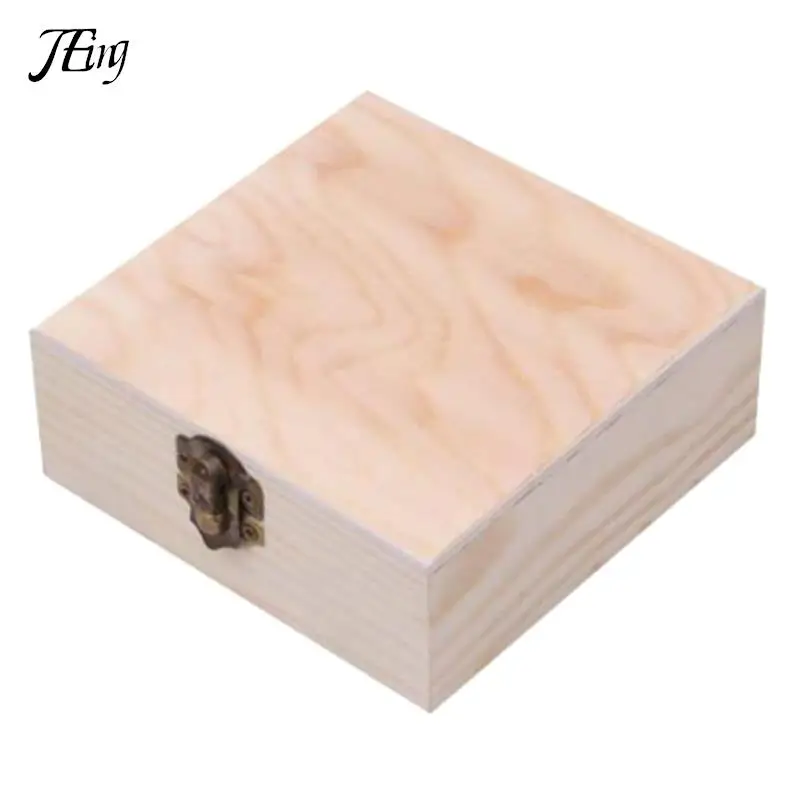 Jewelry Case Natural Unpainted Wood Jewelry Box Space-saving Ring Earrings Trinket Case For Table Single-deck Simple Gift Boxes