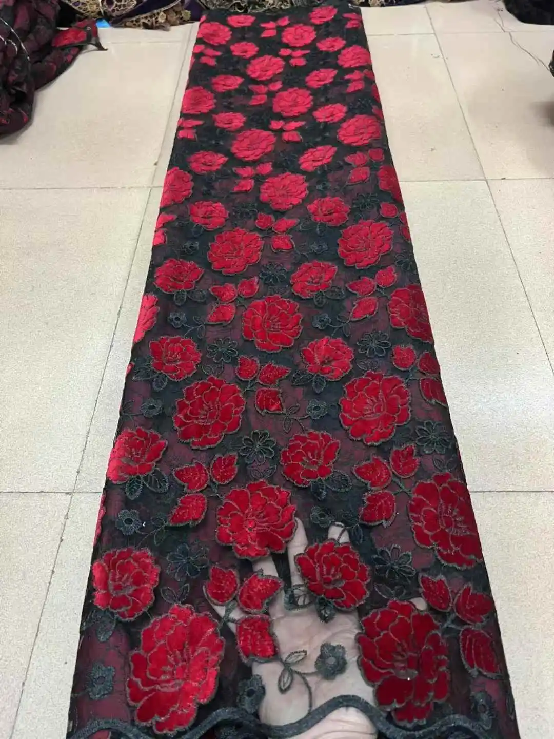 

New African Velvet Lace Fabric 2026 High Quality 5 Yards Bridal French Tulle Wedding Luxury Velvet Lace For Evening Party Dress