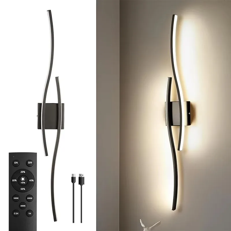 Modern streamlined charging light touch control adjustable light wireless wall light indoor Usb battery wall lamp