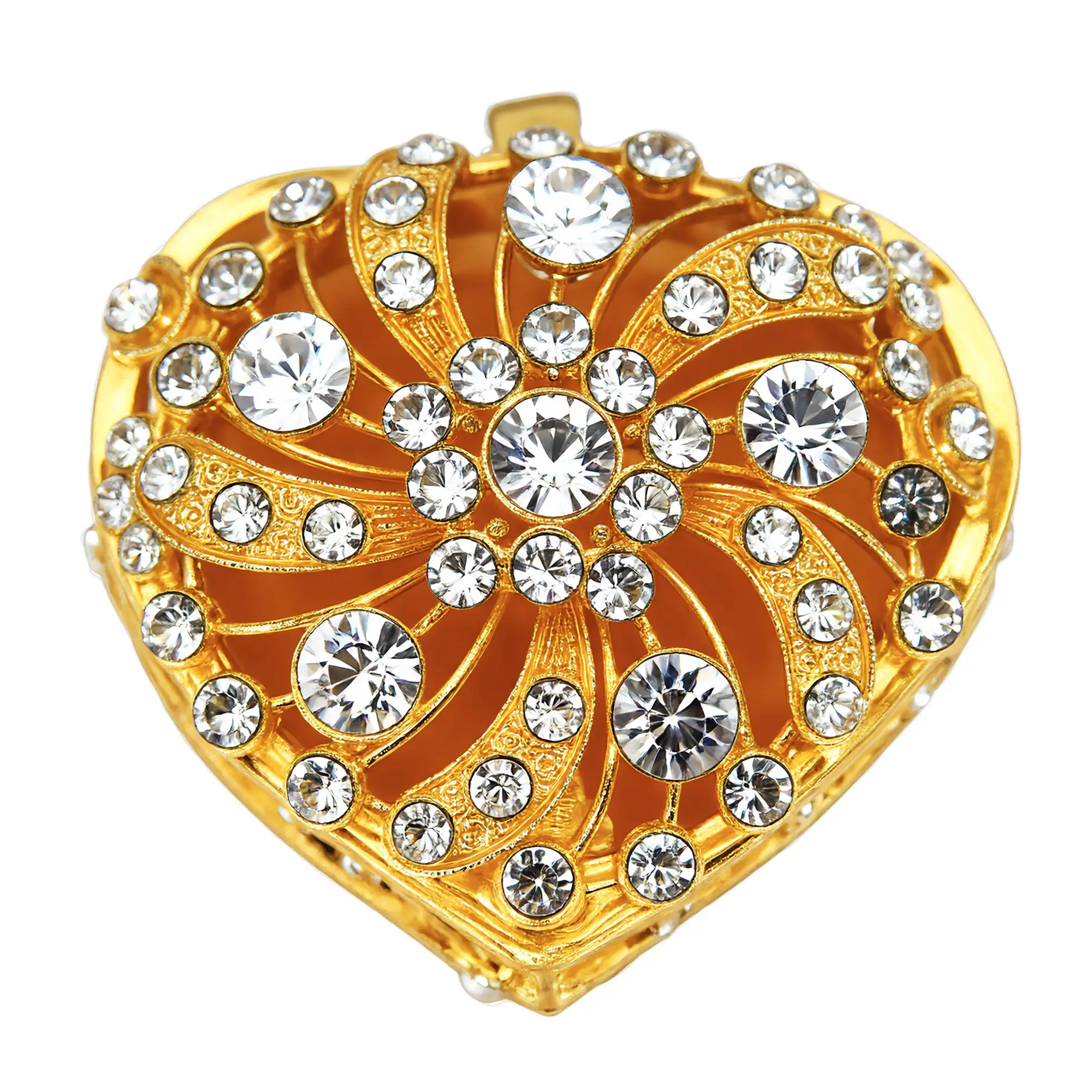 

Gold/Silver Heart Shaped Jewelry Box for Wedding Coins Decoration Jewellery Box with Rhinestone Wedding Gift for Bride Collectio