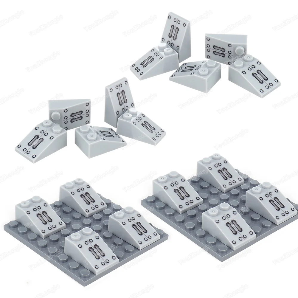 3298 Rivets Iron pipes Pattern Printed Building Block 3x2 Slope Parts Assembly MOC figures Tank Equipment Scene Model Gifts Toys