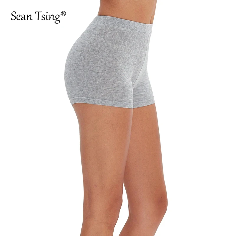 Sean Tsing® Soft Viscose Basic Shorts Woman Casual High Waist Slimming Fitness Thin Short Leggings Sportwear Active Wear