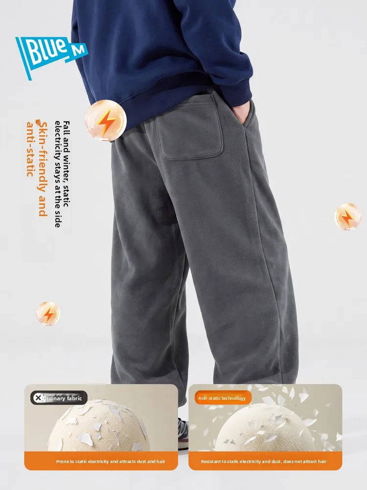 Bluem Boys Fleece Lined Sports Pants Children's Long Winter Trousers Casual mid Waist Cargo Pants for Kids a Class Safety