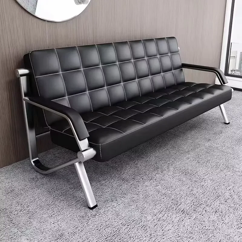 PU Leather Waiting Room Chair Metal Frame Public Reception Seat for Office Lobby Clinic Hospital Waiting Area