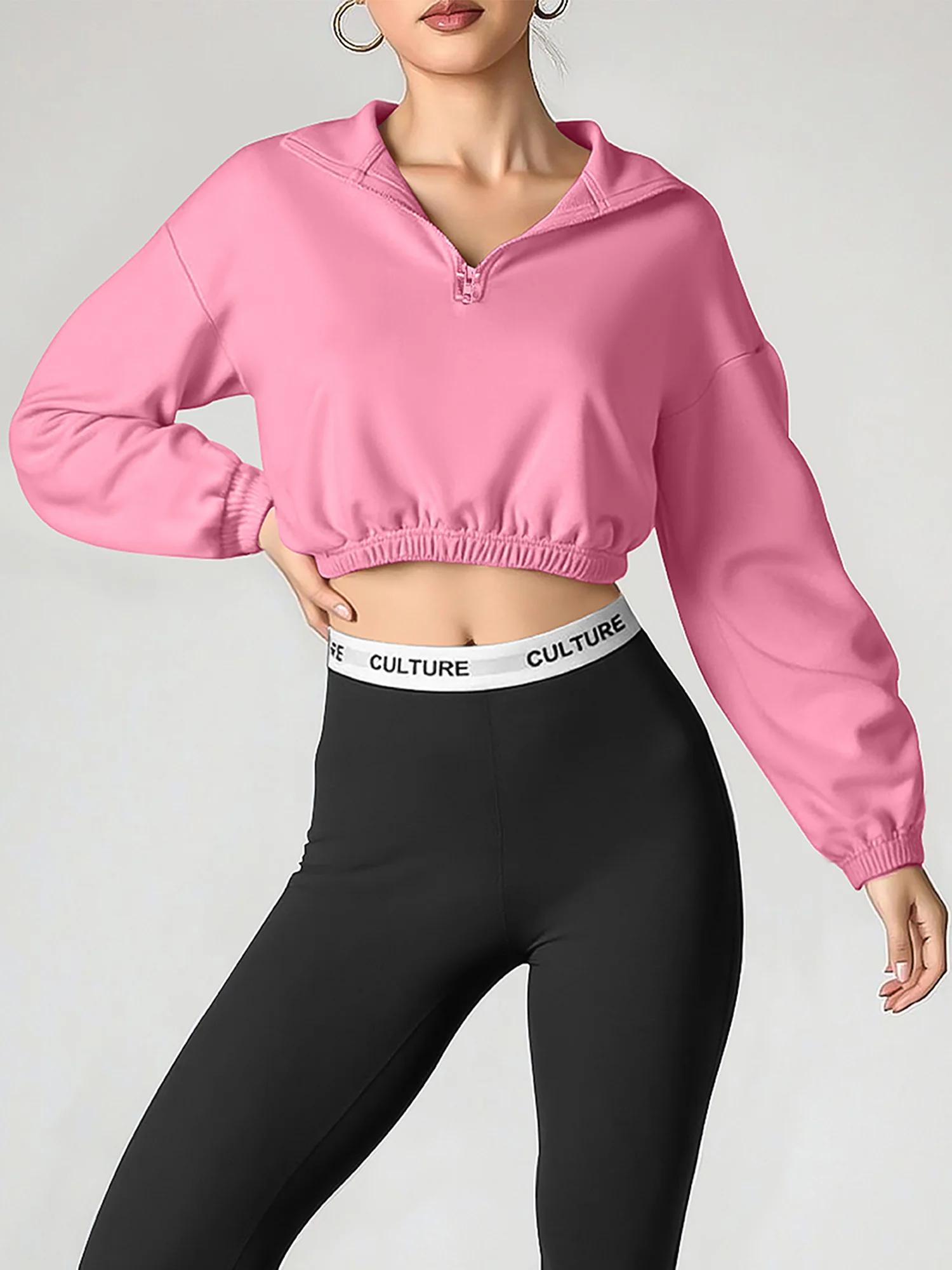 

Женская толстовка в стиле ретро с короткой молнией, укороченная, свободного кроя, с высокой талией, повседневный топ.