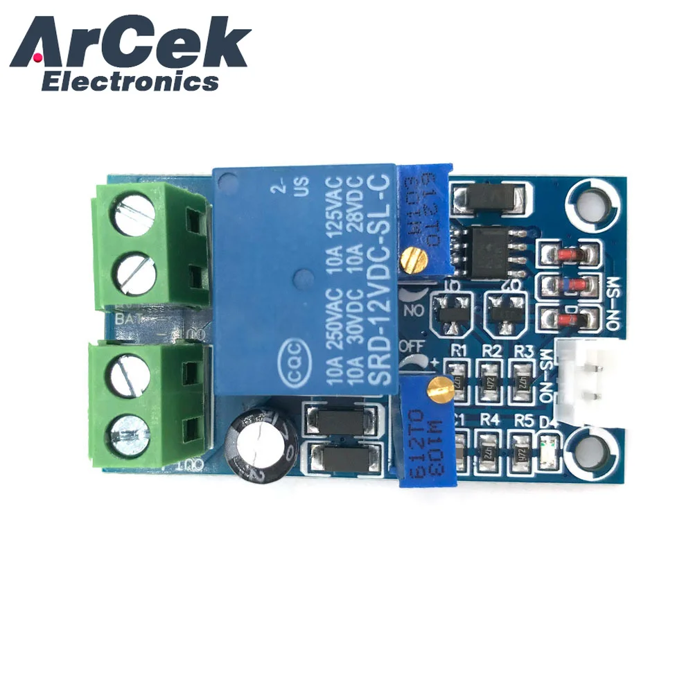 12V Bateria Undervoltage e Low Voltage Cut Off Module, Placa de proteção de recuperação de interruptor automático