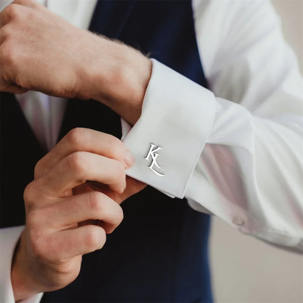 

Personalized Initial Cufflinks Custom Name Stainless Steel Cuff Links Groom Wedding Cufflinks Fashion Shirt Buttons Gift for Him