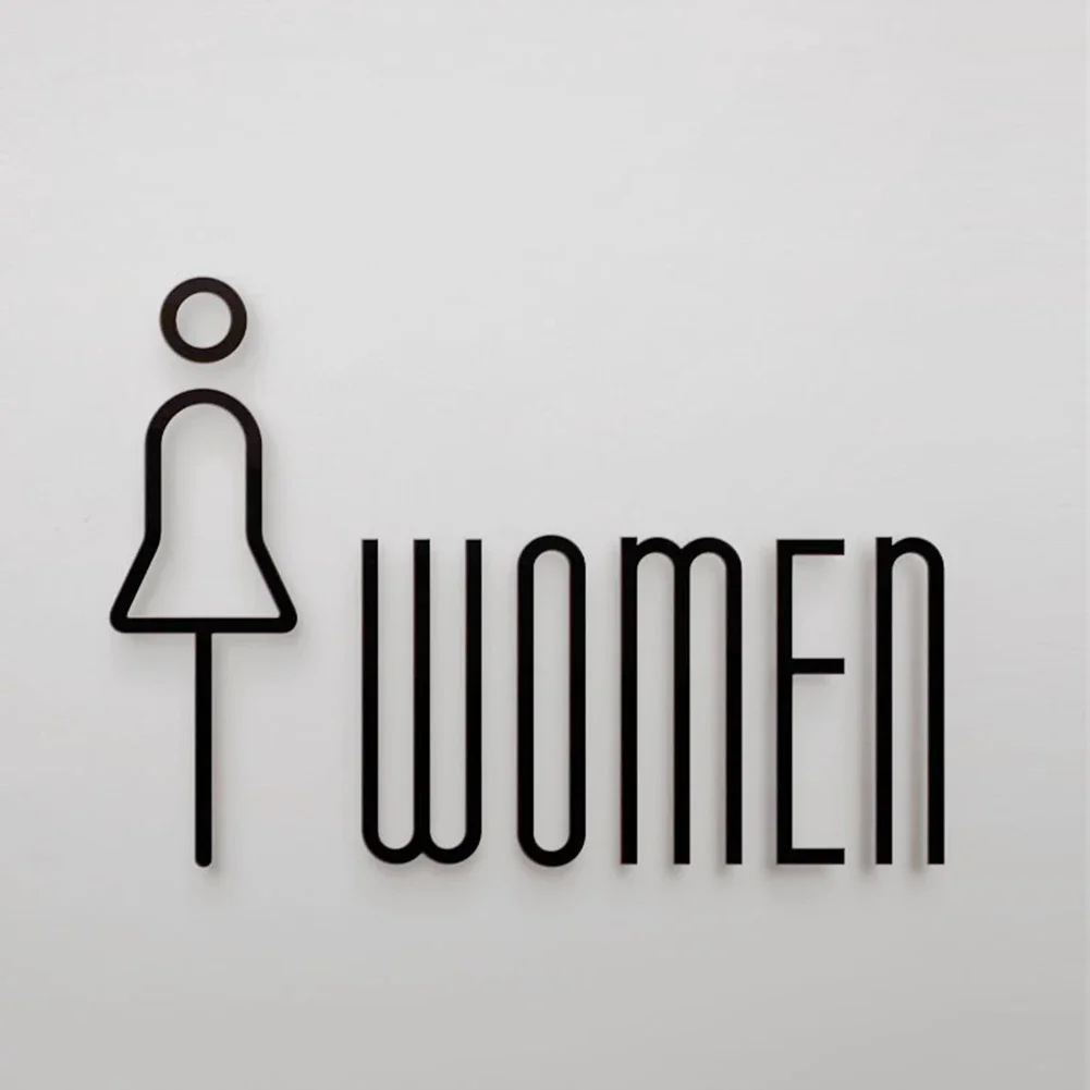 3D Acrylic Toilet Restroom Sign Electroplating Reflection Decorative Identifier Plaque Sticker Decor for Home Office Shop Hotel